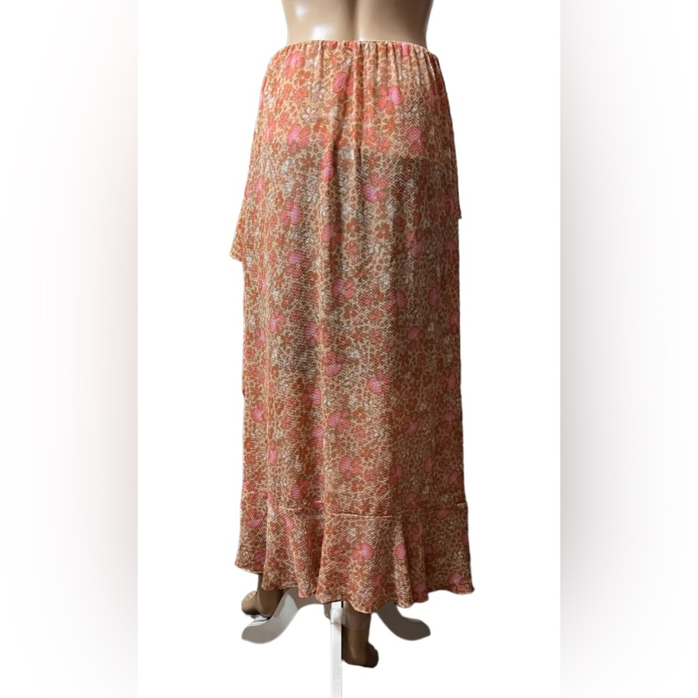NWOT Free People Intimately Romance Me Beige Tan Orange Floral Maxi Skirt XS - Picture 7 of 13